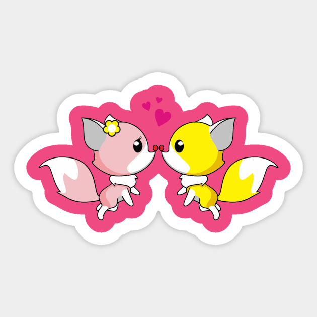 Kissy Foxes Sticker by cameradog